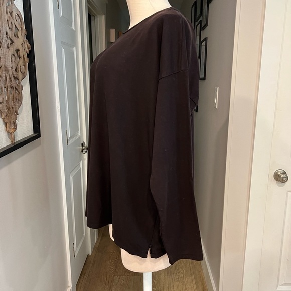 EILEEN FISHER brown jersey generous fit crew long sleeve top - Picture 2 of 14